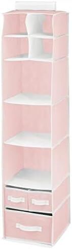 mDesign Fabric Hanging Organizer - Over Closet Rod Storage - 7 Shelves/3 Removable Drawers for Baby Nursery or Bedroom Organization, Holds Clothes, Toys, Accessories, Jane Collection, Pink/White in Saudi Arabia