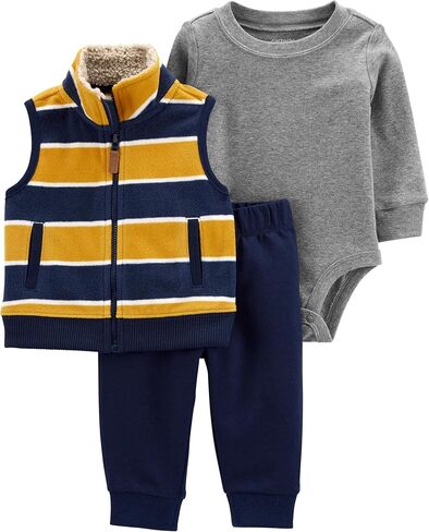 Carter's Baby Boy Vest and Pant Sets (stripe/Navy/Yellow/Grey, 9 Months) in Saudi Arabia
