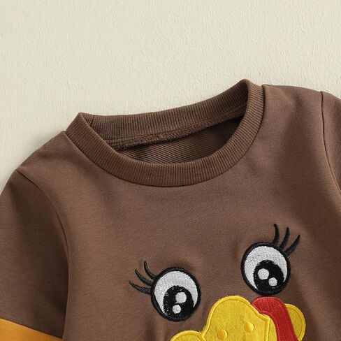 Baby Boy Thanksgiving Outfit Letter Turkey Long Sleeve Sweatshirt Elastic Waist Pants Sets 2 Piece Fall Clothes in Saudi Arabia