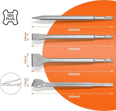 مجموعة أزميل TovxTuke SDS Plus، مجموعة أدوات فولاذية مكونة من 4 قطع للبلاط، إزميل مسطح ومدبب، مصنوع من الفولاذ فائق الصلابة in Kuwait