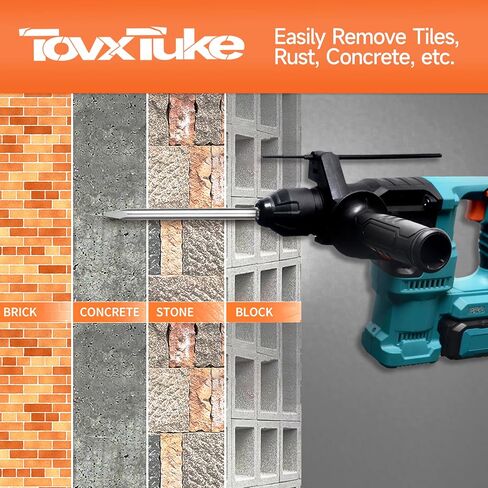 مجموعة أزميل TovxTuke SDS Plus، مجموعة أدوات فولاذية مكونة من 4 قطع للبلاط، إزميل مسطح ومدبب، مصنوع من الفولاذ فائق الصلابة in Kuwait