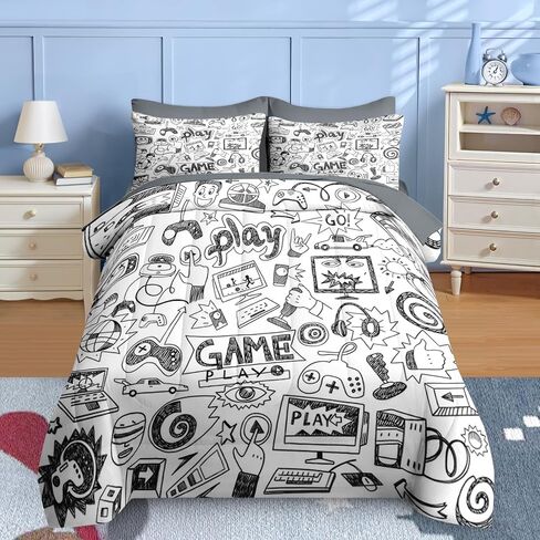 Nesker 5 Pcs Comforter Set Twin Size, Cute Cars Truck Tractor Bedding for Kids Teen, Cargo Crane Bulldozer Excavator Bed Sheet with Pillowcase & Sham in Saudi Arabia