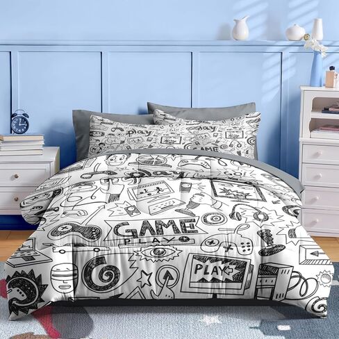 Nesker 5 Pcs Comforter Set Twin Size, Cute Cars Truck Tractor Bedding for Kids Teen, Cargo Crane Bulldozer Excavator Bed Sheet with Pillowcase & Sham in Saudi Arabia