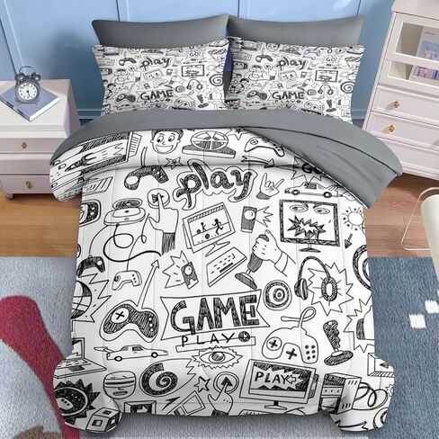 Nesker 5 Pcs Comforter Set Twin Size, Cute Cars Truck Tractor Bedding for Kids Teen, Cargo Crane Bulldozer Excavator Bed Sheet with Pillowcase & Sham in Saudi Arabia