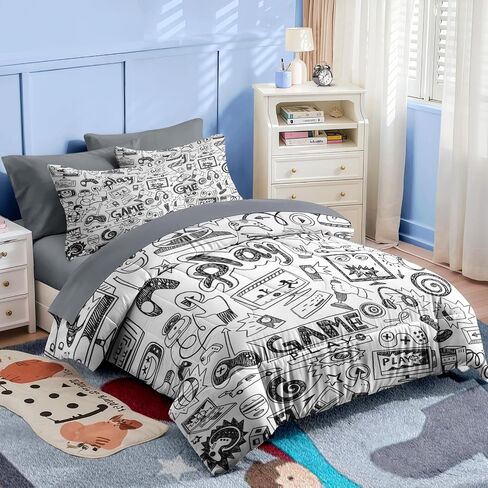 Nesker 5 Pcs Comforter Set Twin Size, Cute Cars Truck Tractor Bedding for Kids Teen, Cargo Crane Bulldozer Excavator Bed Sheet with Pillowcase & Sham in Saudi Arabia