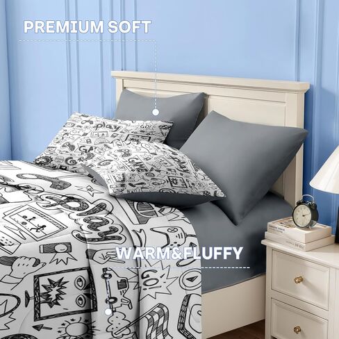 Nesker 5 Pcs Comforter Set Twin Size, Cute Cars Truck Tractor Bedding for Kids Teen, Cargo Crane Bulldozer Excavator Bed Sheet with Pillowcase & Sham in Saudi Arabia