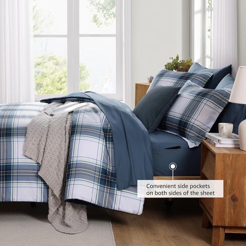 MaiRêve Plaid Queen Comforter Sets Khaki, Classic Farmhouse Bedding Set Bed in A Bag 7 Pieces, Lightweight All Season Comforter Set with Fitted & Flat Sheet, Pillowcases & Shams in Saudi Arabia