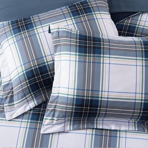 MaiRêve Plaid Queen Comforter Sets Khaki, Classic Farmhouse Bedding Set Bed in A Bag 7 Pieces, Lightweight All Season Comforter Set with Fitted & Flat Sheet, Pillowcases & Shams in Saudi Arabia
