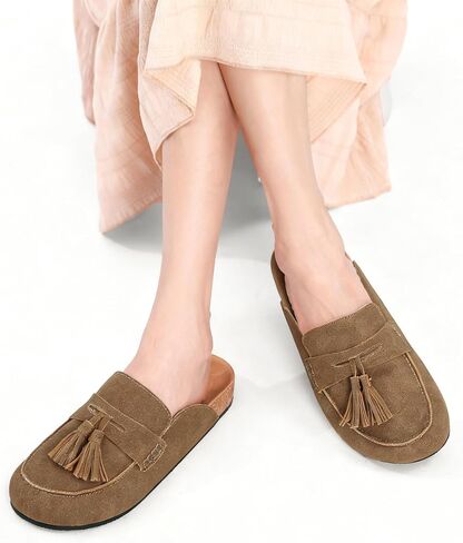Women’s Suede Clogs Mules Slip On Platform Mule Shoes Memory Foam Loafers Flats for Women Fall Walking Shoes in Saudi Arabia