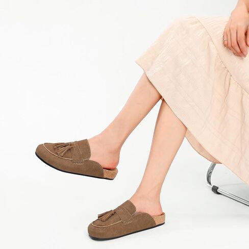 Women’s Suede Clogs Mules Slip On Platform Mule Shoes Memory Foam Loafers Flats for Women Fall Walking Shoes in Saudi Arabia