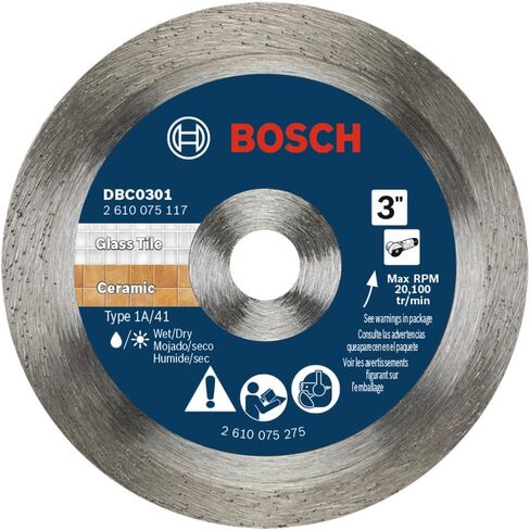 BOSCH DBC0301 3 بوصة. شفرة البلاط الماسية ذات الحافة المستمرة | قطع دقيقة، لمسة نهائية ناعمة | بلاط سيراميك، زجاج، بورسلين، رخام | المطاحن الزاوية الصغيرة in Kuwait