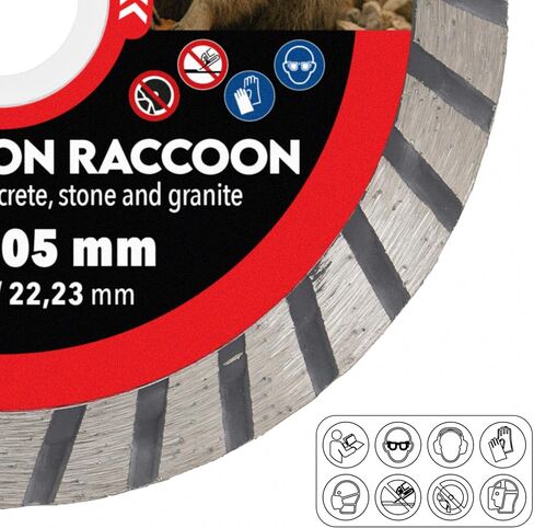 PRODIAMANT Construction Racoon شفرة ماسية مقاس 4 بوصات (105 مم) - EN 13236 - تقطع الحجر الطبيعي والبورسلين والسيراميك والجرانيت والبناء - تناسب مطاحن الزوايا ومناشير البلاط in Saudi Arabia