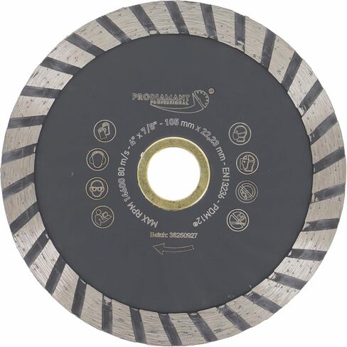 PRODIAMANT Construction Racoon شفرة ماسية مقاس 4 بوصات (105 مم) - EN 13236 - تقطع الحجر الطبيعي والبورسلين والسيراميك والجرانيت والبناء - تناسب مطاحن الزوايا ومناشير البلاط in Saudi Arabia