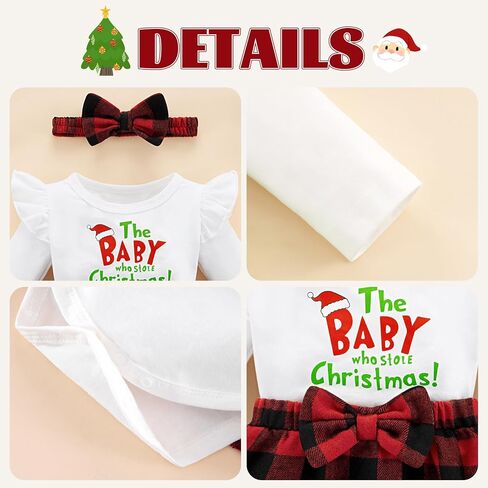 Newborn Baby Girl Christmas Outfit Infant Velvet Ruffle Long Sleeve Romper Dress + Headband Clothes Set 0-18 Months in Saudi Arabia