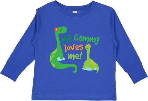 inktastic My Gammy Loves Me Grandson Dinosaur Toddler Long Sleeve T-Shirt in Saudi Arabia