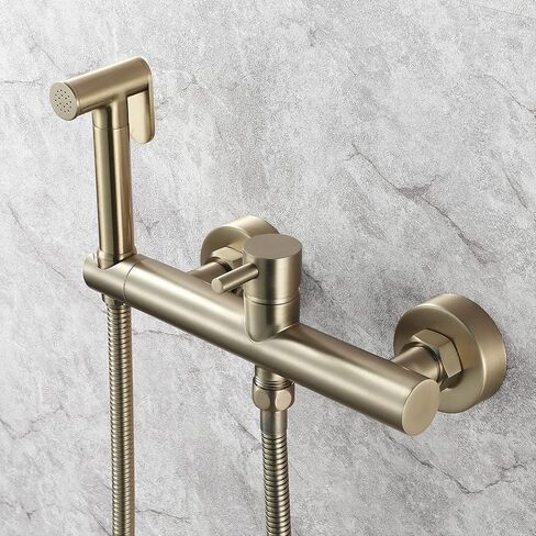 Hand Held Bidet Faucet for Toilet, Wall Warm Water Brass Faucet Sprayer Kit with Hot and Cold Water Portable Single Handle Cloth Diaper Shower Attachment in Saudi Arabia