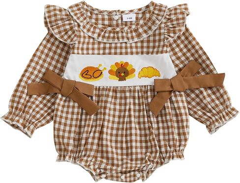 Hnyenmcko Newborn Baby Girl Christmas Outfit Long Sleeve Bubble Romper Santa Embroidery Onesie Bodysuit Infant Fall Clothes in Kuwait