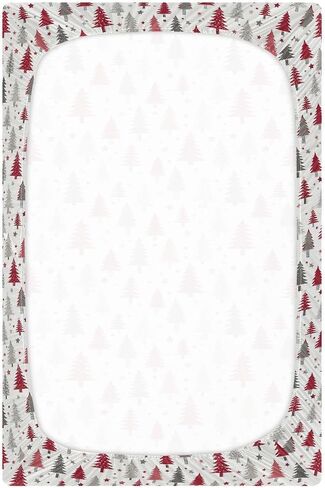 Baby Crib Sheet White Red Gray Christmas Tree Crib Mattress for Boys and Girls Playard Sheet Soft Breathable Fitted Baby Mattress Cover 52x28in in Saudi Arabia