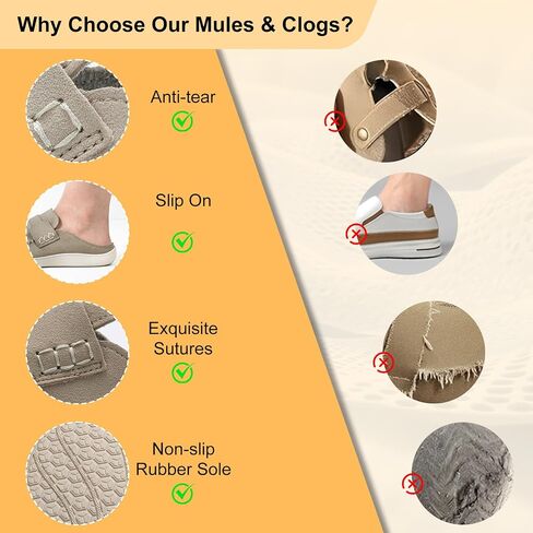 BARERUN Wide Slip on Shoes for Women Suede Mules Clogs Potato Shoes Barefoot Nurse Work Garden Travel Dress Flat Slippers Casual Indoor Outdoor Slides in Kuwait