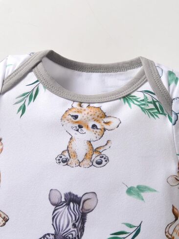 Baby Boy Clothes Infant Animal Baby Print Romper Overall Suspenders Pants Outfits 2Pcs Outfit Set in Kuwait