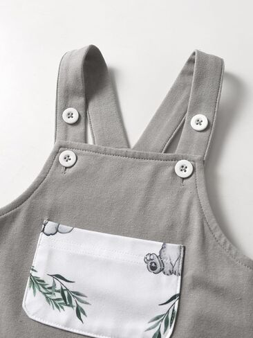 Baby Boy Clothes Infant Animal Baby Print Romper Overall Suspenders Pants Outfits 2Pcs Outfit Set in Kuwait