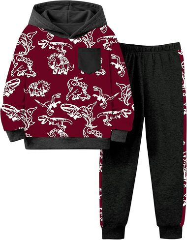 Toddler Boy Outfits 2-Piece Print Long Sleeve Sweatshirt Tops and Pants Set Boys Fall Winter Clothes for 2-7 Years in Saudi Arabia