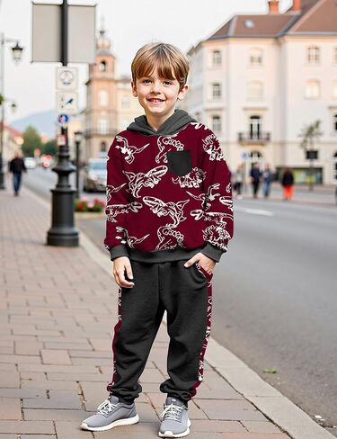 Toddler Boy Outfits 2-Piece Print Long Sleeve Sweatshirt Tops and Pants Set Boys Fall Winter Clothes for 2-7 Years in Saudi Arabia