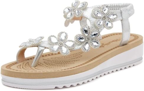 Herstyle SH-SANDRA Womens Open Toes Rhinestones Vamp Ankle Strap Flat Sandals in Saudi Arabia