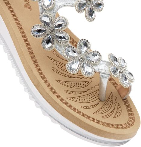 Herstyle SH-SANDRA Womens Open Toes Rhinestones Vamp Ankle Strap Flat Sandals in Saudi Arabia