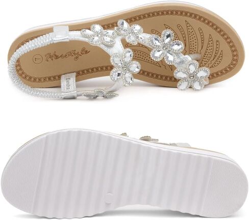 Herstyle SH-SANDRA Womens Open Toes Rhinestones Vamp Ankle Strap Flat Sandals in Saudi Arabia