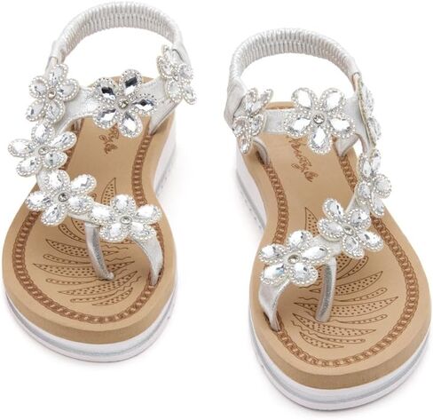 Herstyle SH-SANDRA Womens Open Toes Rhinestones Vamp Ankle Strap Flat Sandals in Saudi Arabia