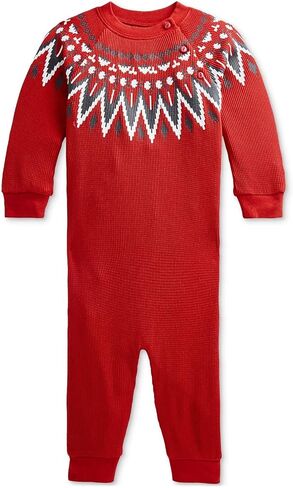 معطف من POLO RALPH LAUREN للأطفال الأولاد من Fair Isle Waffle (أحمر (5001)/W، 3 أشهر) in Kuwait