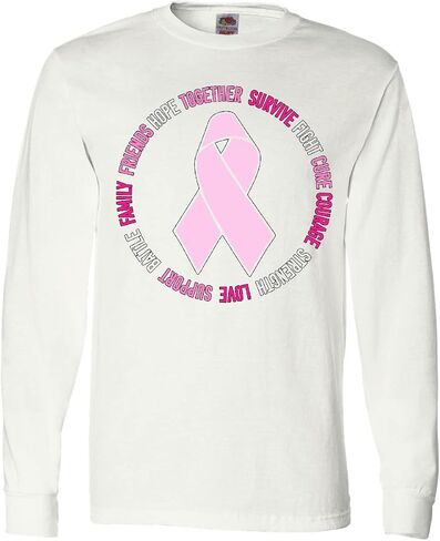 inktastic Word Circle-Breast Cancer Awareness Adult Long Sleeve T-Shirt in Saudi Arabia