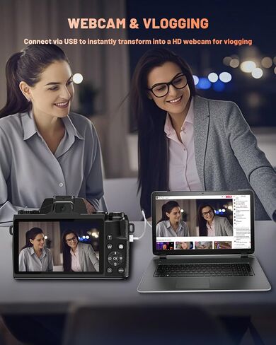 Digital Camera for Photography and Vlogging, 4K Autofocus YouTube Camera with 3" 180° Flip Screen, WiFi, 18X Zoom, Flash, 2 Batteries & 32GB SD Card in Saudi Arabia