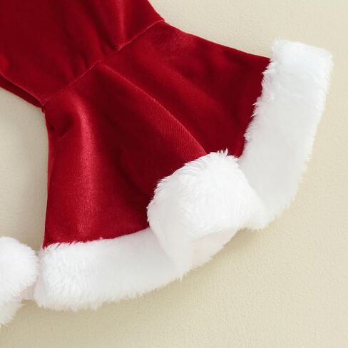 Baby Girl Christmas Outfit Santa First Fly Sleeve Romper Red Velvet Bell Bottoms Newborn Christmas Clothes in Saudi Arabia