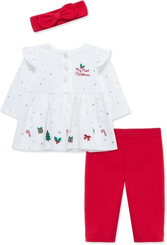 Little Me Clothes for Baby Girl's 3-Pc Christmas Holiday Holly Headband, Tunic, and Coordinating Legging Set, 3 to 24 Months in Saudi Arabia