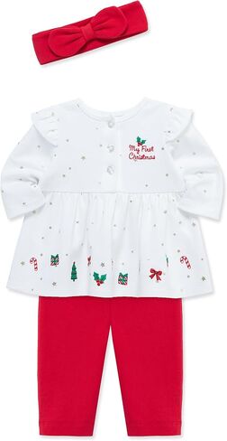 Little Me Clothes for Baby Girl's 3-Pc Christmas Holiday Holly Headband, Tunic, and Coordinating Legging Set, 3 to 24 Months in Saudi Arabia