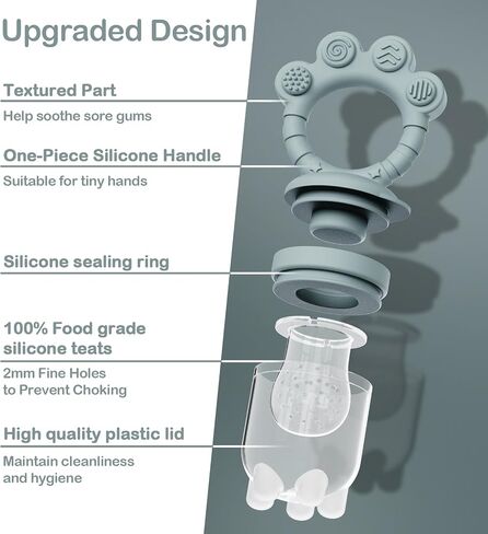 2 Pack Baby Fruit Food Feeder + Breastmilk Popsicle Molds,Baby Teethers,BPA Free,3 Sizes,2mm Fine Holes to Prevent Choking,Perfect for Teething Relief & Infant Solid Food Introduction,3 M+(Ether/Sage) in Saudi Arabia