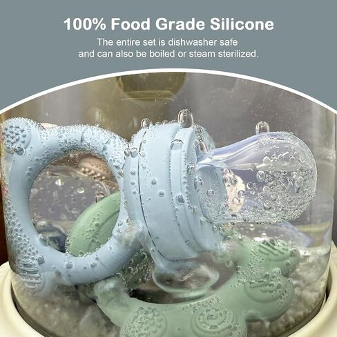 2 Pack Baby Fruit Food Feeder + Breastmilk Popsicle Molds,Baby Teethers,BPA Free,3 Sizes,2mm Fine Holes to Prevent Choking,Perfect for Teething Relief & Infant Solid Food Introduction,3 M+(Ether/Sage) in Saudi Arabia