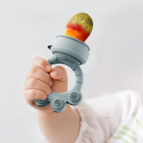2 Pack Baby Fruit Food Feeder + Breastmilk Popsicle Molds,Baby Teethers,BPA Free,3 Sizes,2mm Fine Holes to Prevent Choking,Perfect for Teething Relief & Infant Solid Food Introduction,3 M+(Ether/Sage) in Saudi Arabia