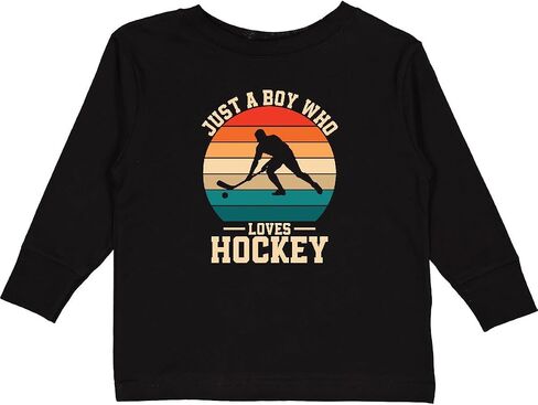 تي شيرت Inktastic Just a Boy Who Loves Hockey للأطفال الصغار بأكمام طويلة in Saudi Arabia