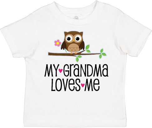 تي شيرت Inktastic Grandma Loves Me للفتيات على شكل بومة للأطفال الصغار in Kuwait