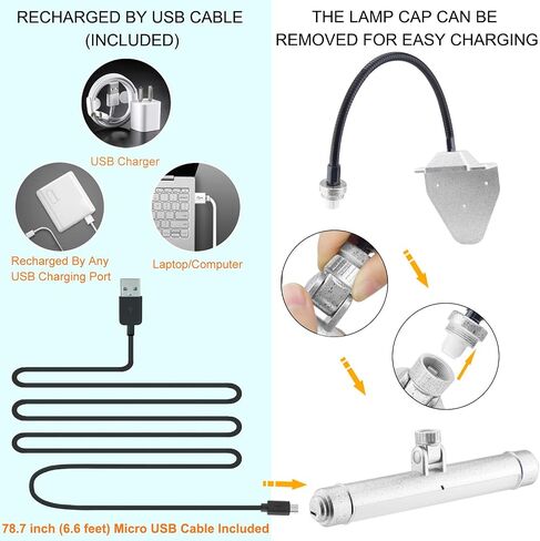 BIGMONAT USB Rechargeable Picture Light Wireless Led Art Light with Remote Control,Rotatable Painting Light Head of 3 Lighting Modes Dimmable Display Lamp for Frame Portrait Artwork Trophy in Kuwait