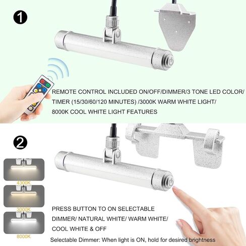 BIGMONAT USB Rechargeable Picture Light Wireless Led Art Light with Remote Control,Rotatable Painting Light Head of 3 Lighting Modes Dimmable Display Lamp for Frame Portrait Artwork Trophy in Kuwait