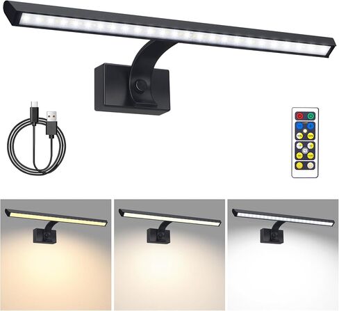 BIGMONAT USB Rechargeable Picture Light Wireless Led Art Light with Remote Control,Rotatable Painting Light Head of 3 Lighting Modes Dimmable Display Lamp for Frame Portrait Artwork Trophy in Kuwait