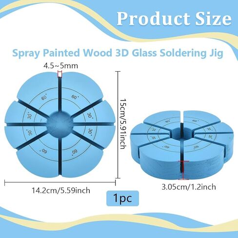 BENECREAT 30° Adjustable Pine Wood Stained Glass Jig, Yellow 3D Glass Soldering Tool for Stained Glass Projects and Artistic Creations, Slot: 4.5~5mm in Saudi Arabia