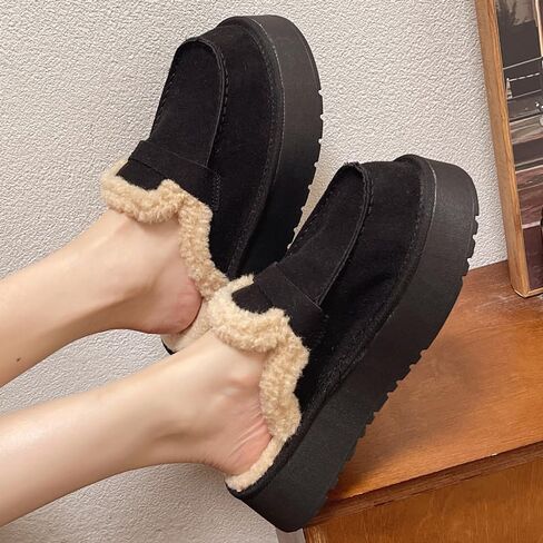 Harssidanzar Women Winter House Slippers Sandals Plush Faux Fur Fluffy Flats Slippers Warm Slide Shoes KL522US in Saudi Arabia