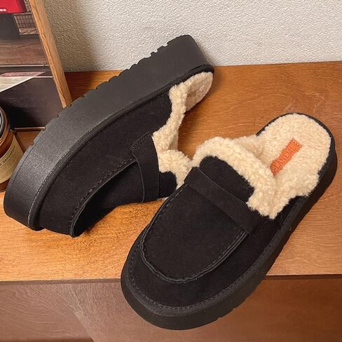 Harssidanzar Women Winter House Slippers Sandals Plush Faux Fur Fluffy Flats Slippers Warm Slide Shoes KL522US in Saudi Arabia