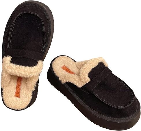Harssidanzar Women Winter House Slippers Sandals Plush Faux Fur Fluffy Flats Slippers Warm Slide Shoes KL522US in Saudi Arabia