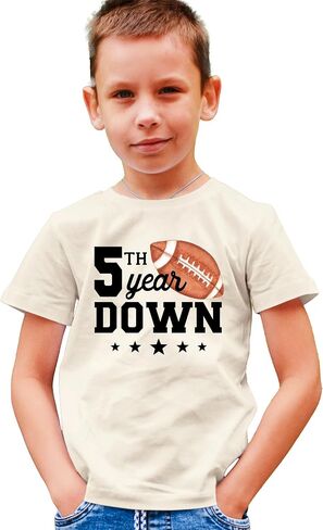 Olive Loves Apple 5th Year Down Football Shirt for 5 Year Old Sports Theme Fifth Birthday Party Tee in Saudi Arabia